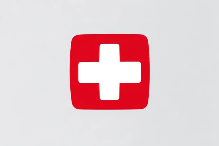 Símbolo de alerta médico com fundo vermelho e branco