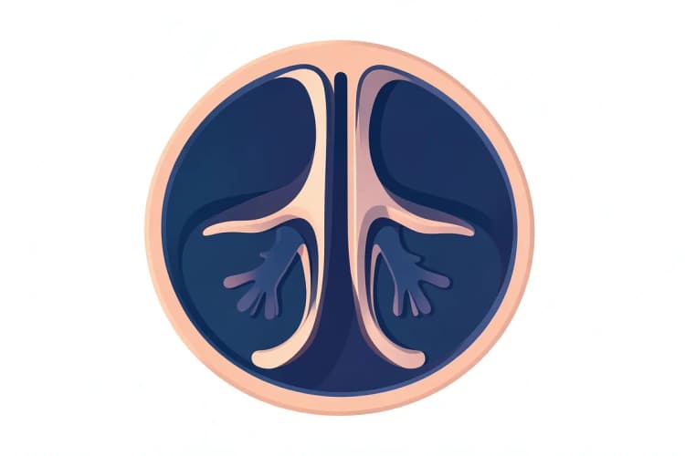 Esquema de cirurgia plástica nasal mostrando as estruturas internas.