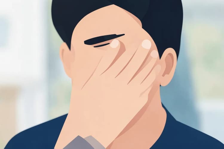 Pessoa com a mão no rosto, demonstrando dor e desconforto na região dos seios da face